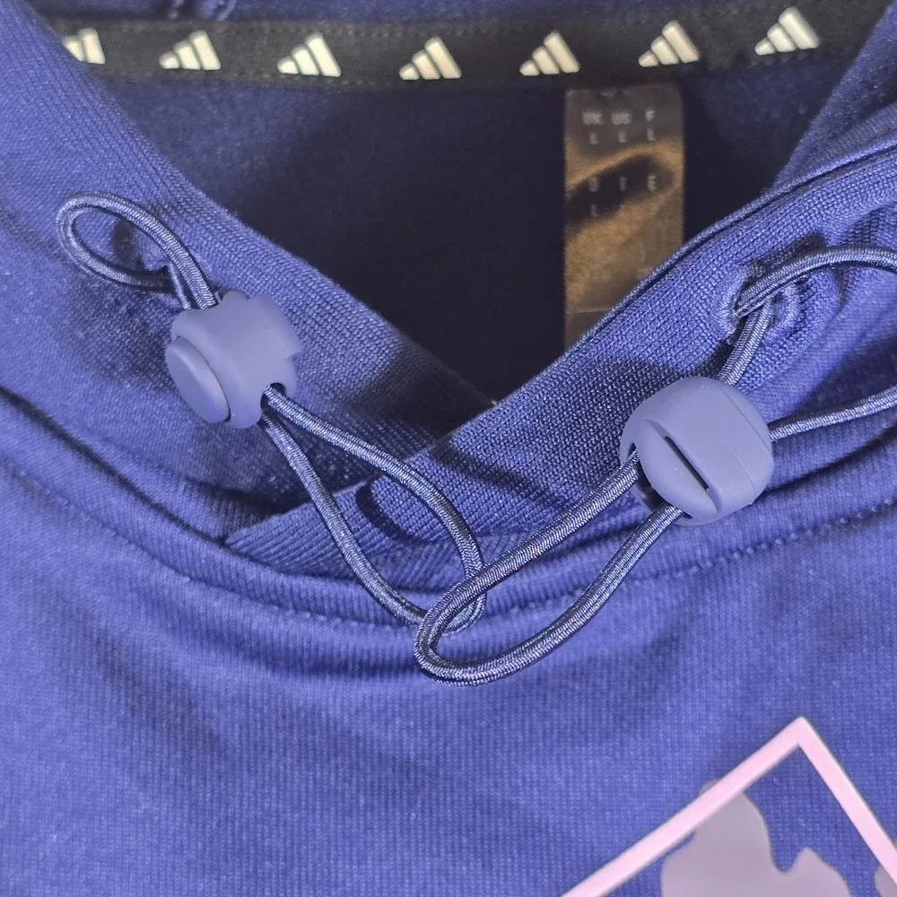 NEW Adidas Hoodie Mens Large Blue Pullover Game and Go Logo Aeroready Sweatshirt